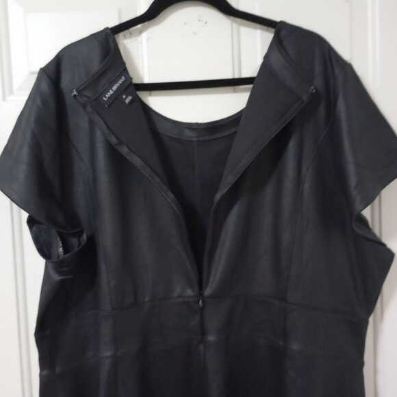 Lane Bryant Womens Plus Size Faux Leather Dress Black 26 Midi - Picture 9 of 12